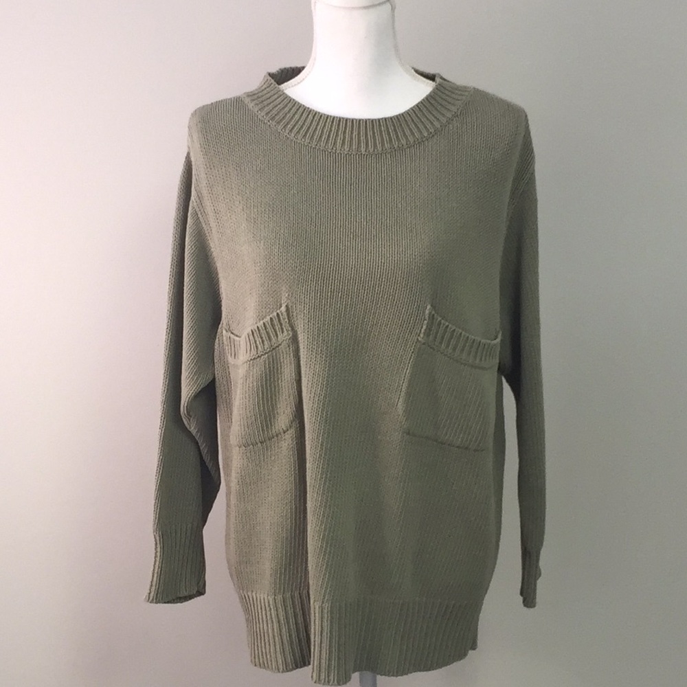 Susann D Women’s Olive Green 1980’s Vintage Crew Neck Sweater L